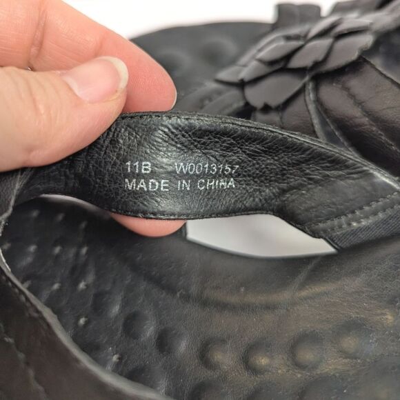 Walking Cradles Black Leather Flower Women's Slide Comfort Sandals 11 - Picture 6 of 7